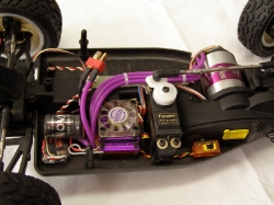 Team Losi XXX4 XXX-4 Graphite with Purple Flames - Electronics Layout Close-Up