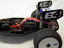 Team Associated B4 Factory Team with Blue Flames - Rear Left Side Body Off